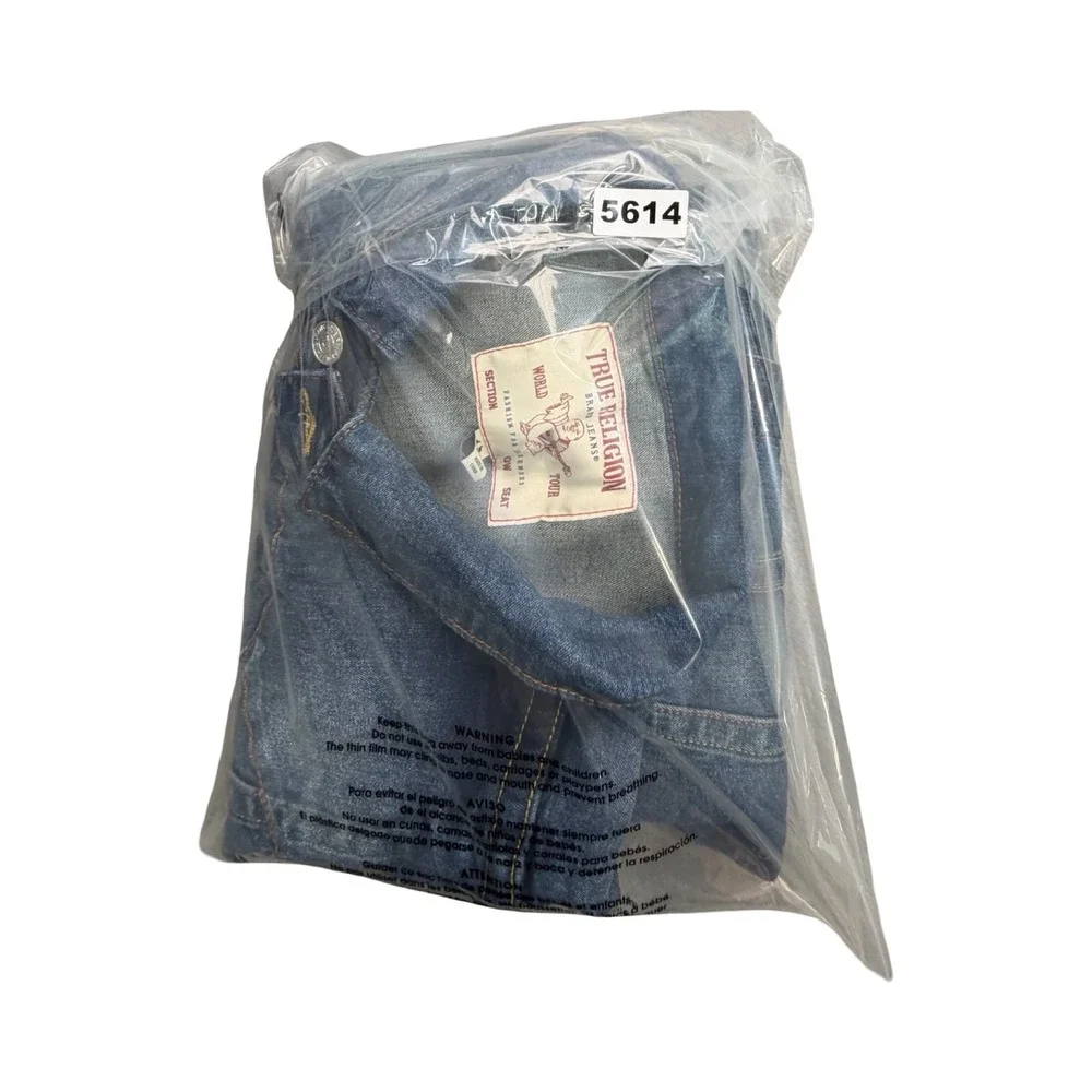 True Religion Jimmy Jacket Mens 2XL Blue Denim Trucker Western Workwear